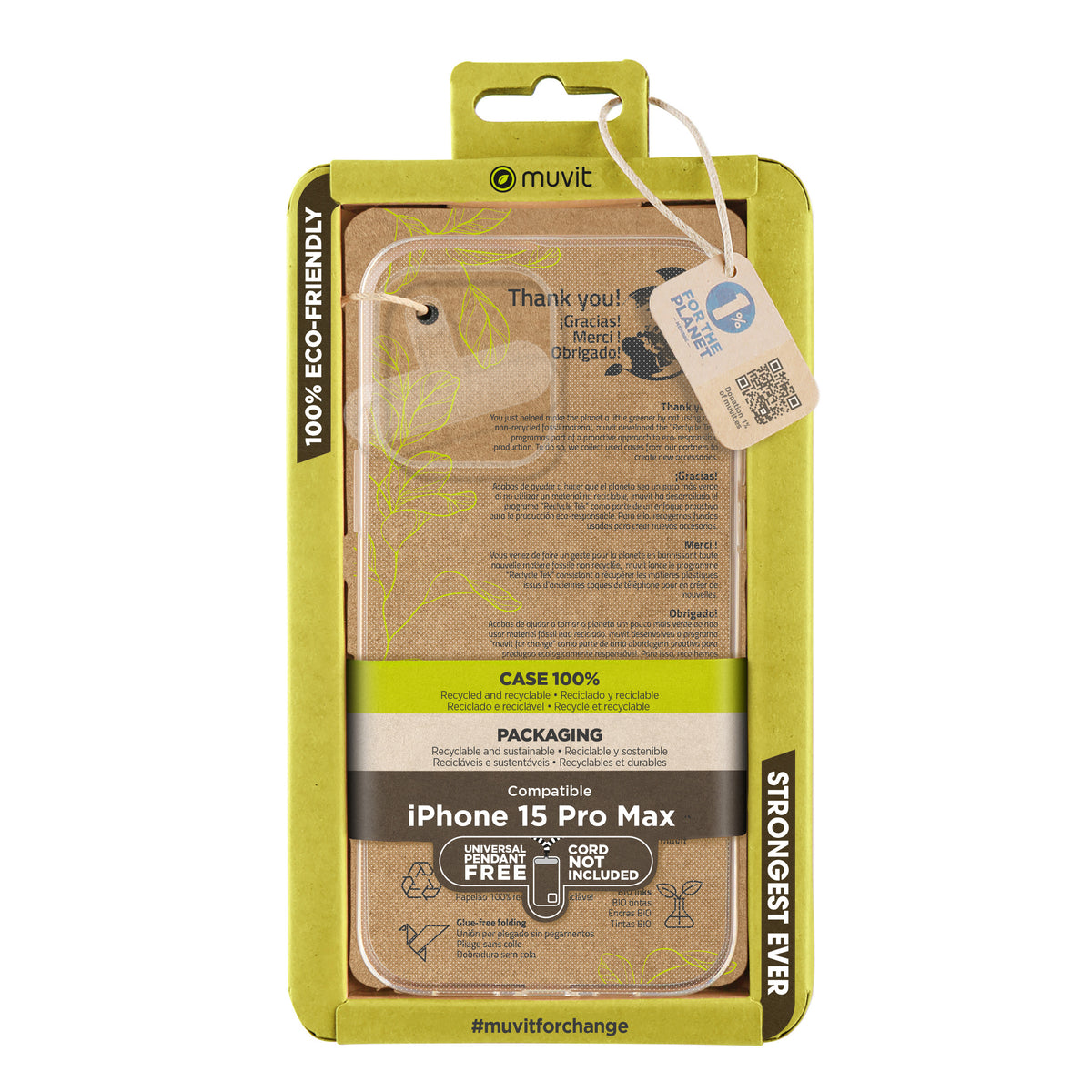 Funda muvit recycletek para apple iphone 15 pro max transparente