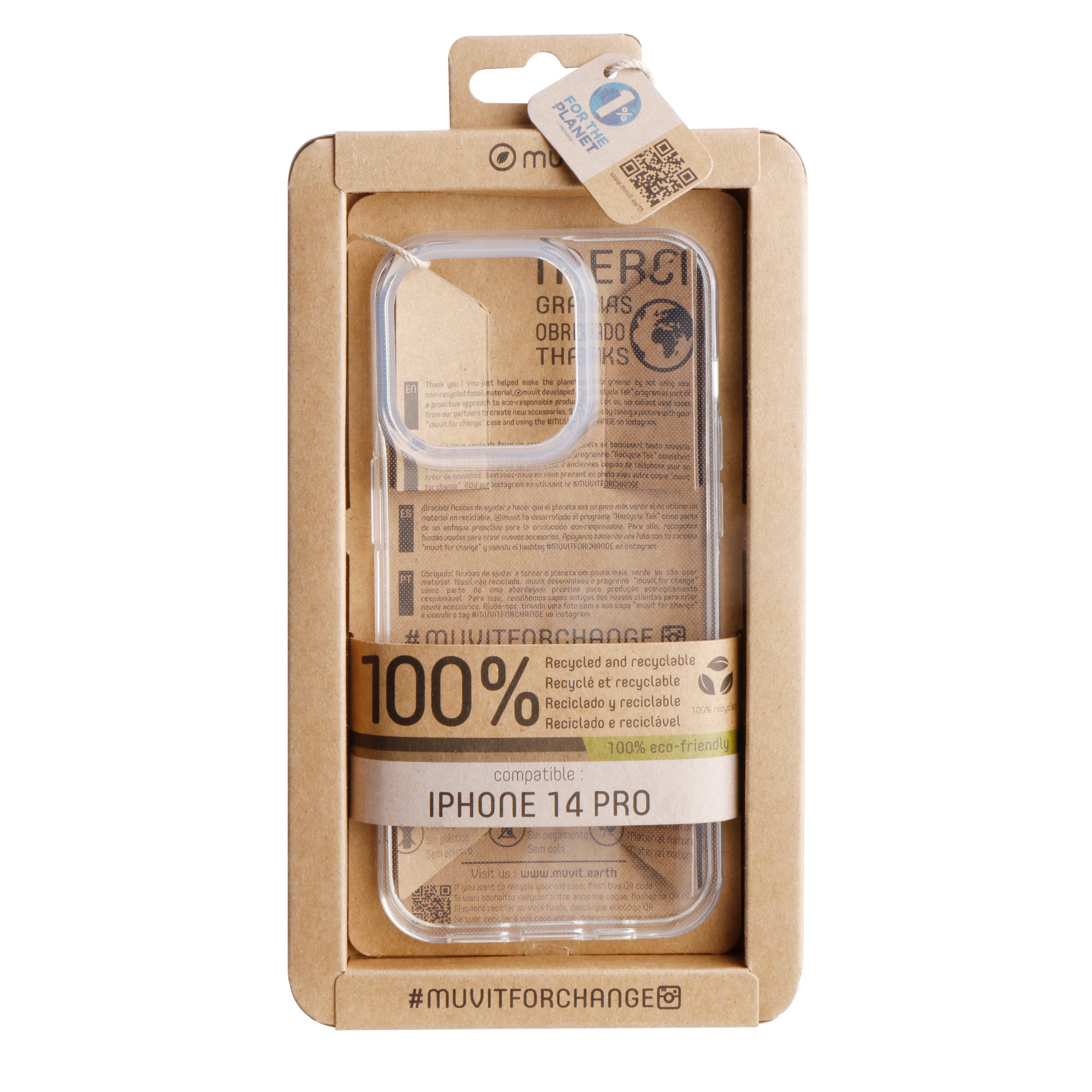 Funda muvit recycletek para apple iphone 14 pro transparente