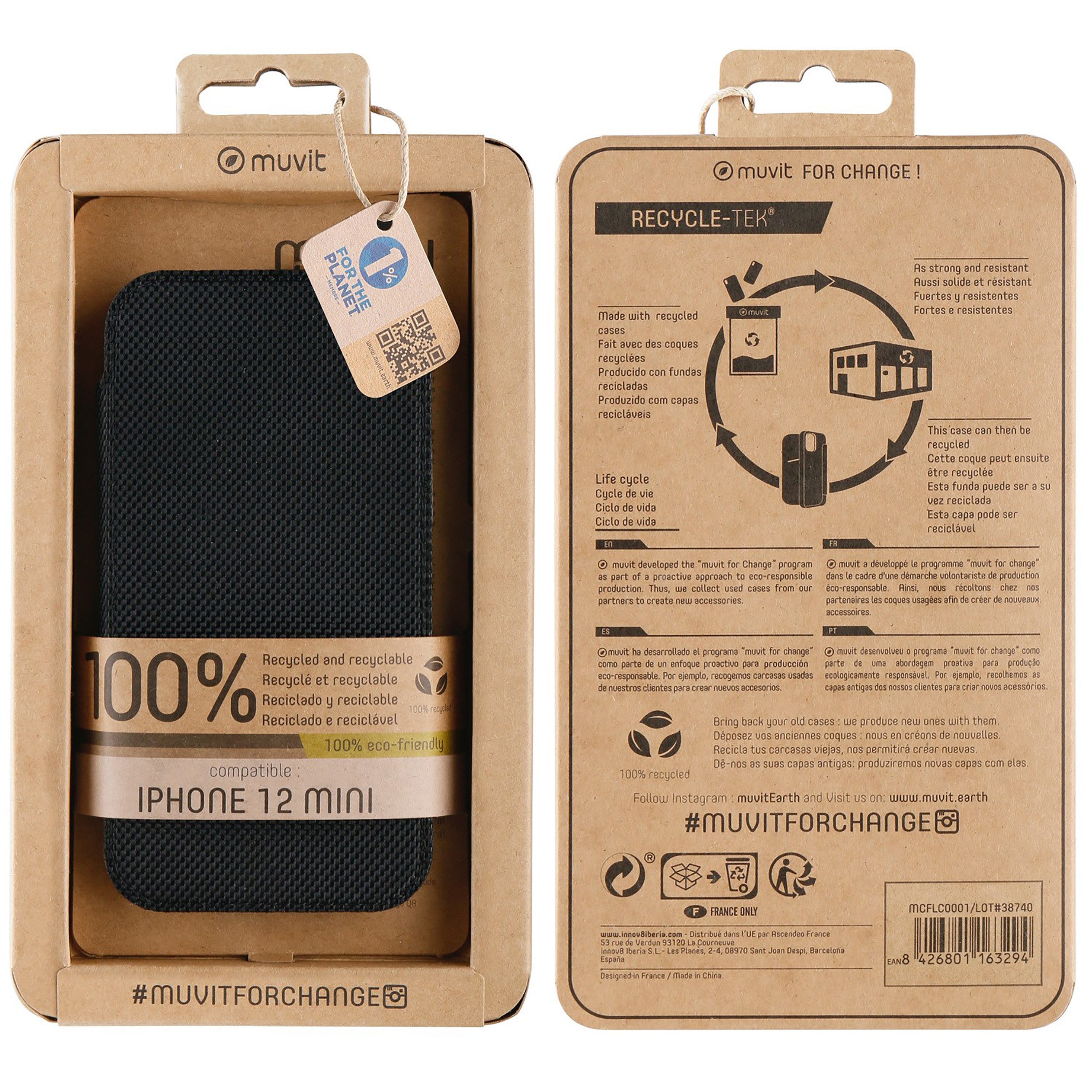 Funda muvit folio para iphone 12 mini negra