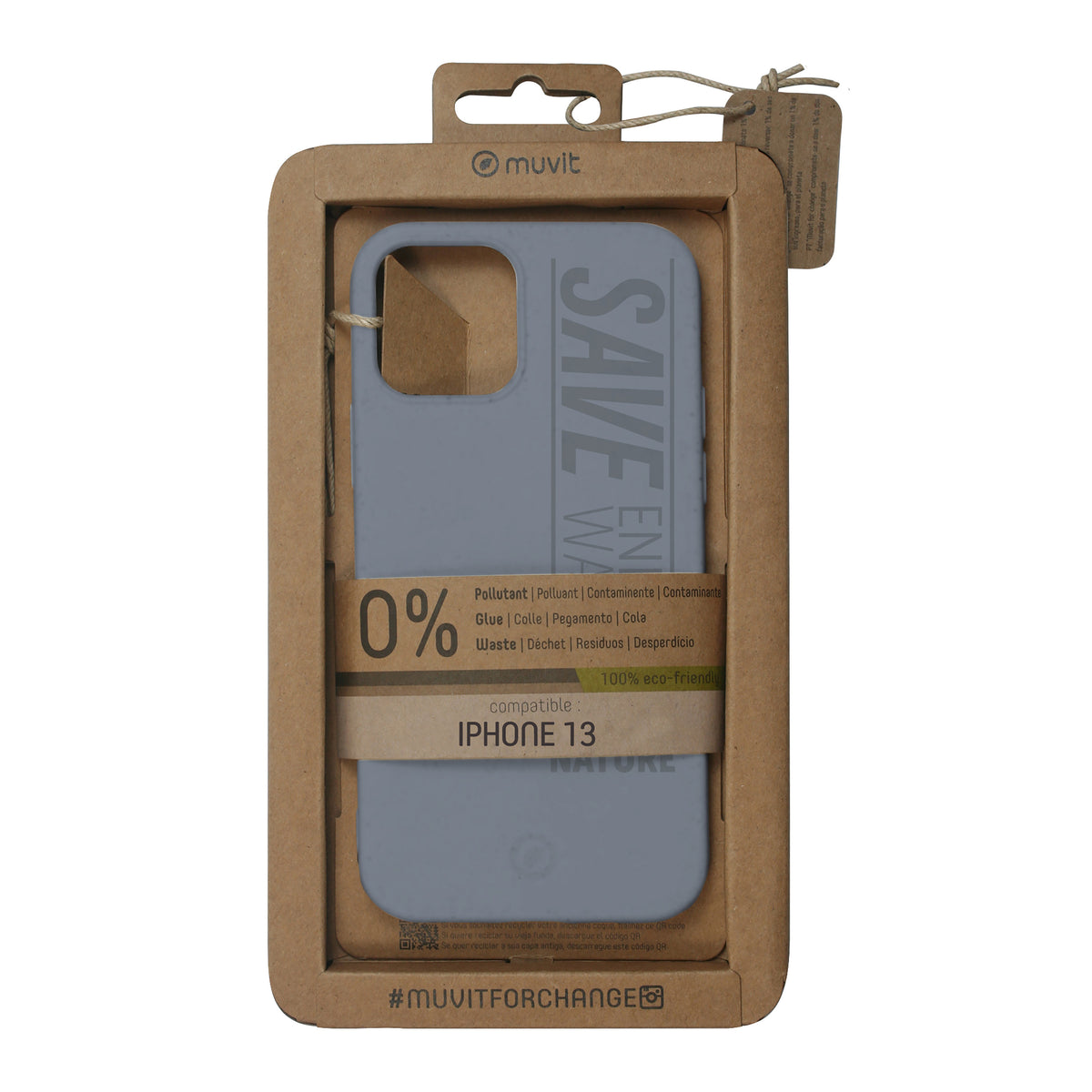 Funda muvit bambootek para apple iphone 13 gris