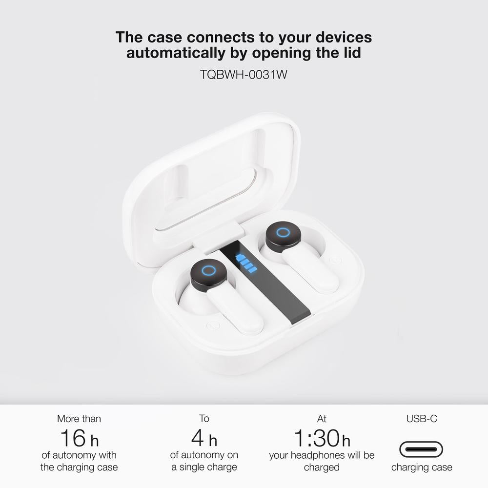 Auriculares bluetooth tooq bender blanco inalambrico microfono