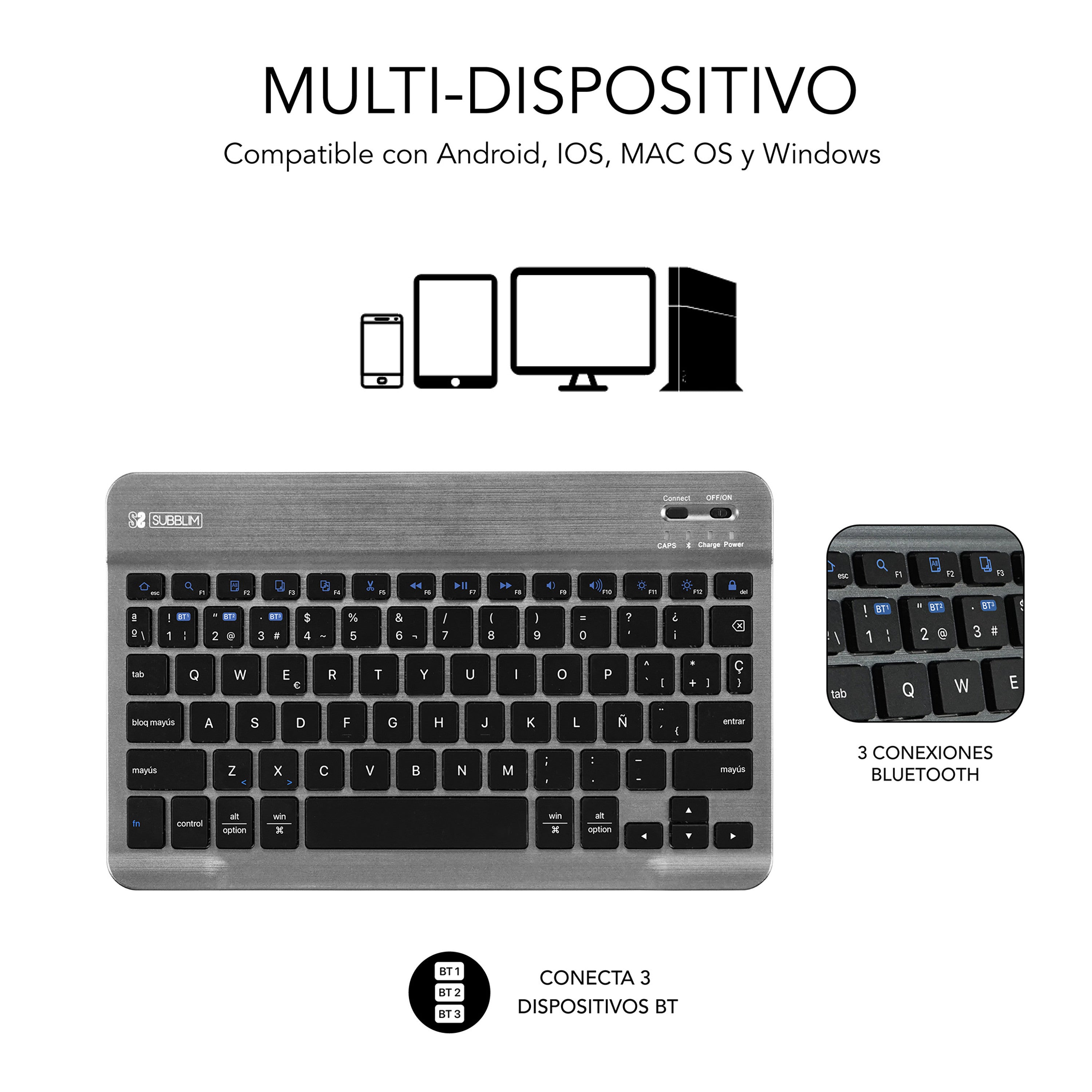 Funda + teclado subblim keytab pro para tablet samsung a9+ 11pulgadas