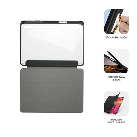 Funda tablet sublim clear shock case para samsung galaxy tab s9+ - s9 fe+ 12.4pulgadas negra