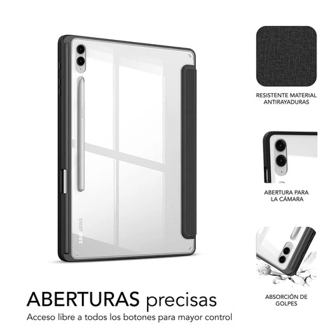 Funda tablet sublim clear shock case para samsung galaxy tab s9+ - s9 fe+ 12.4pulgadas negra