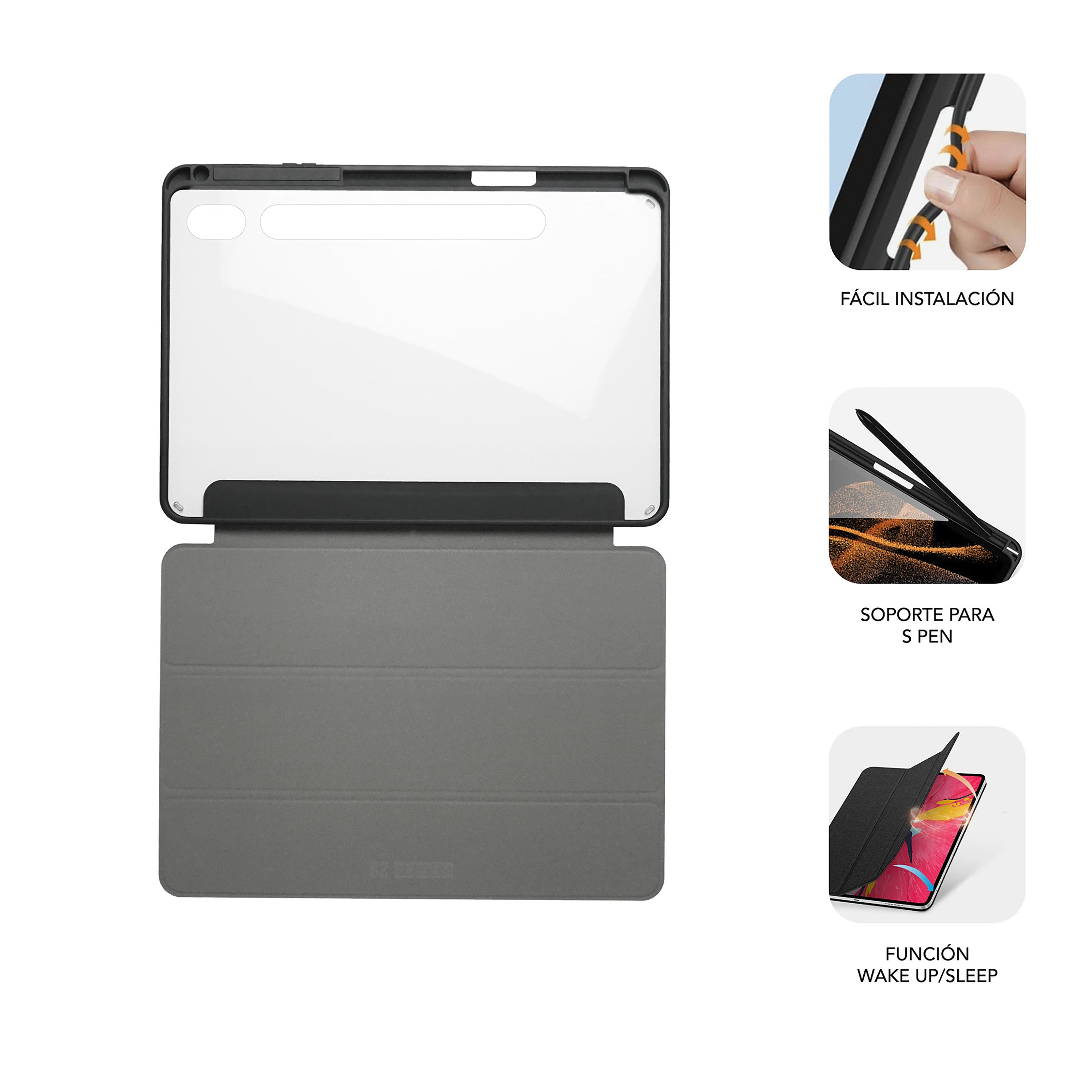 Funda tablet sublim clear shock case para samsung galaxy tab s9 11pulgadas - s9 fe 10.9pulgadas negra