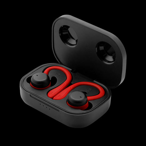 Auriculares deportivos spartan bluetooth 5.3 manos libres accesorios intercambiables detalles en rojo