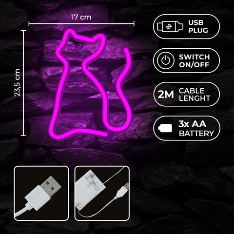 Lampara forever neon led cat pink