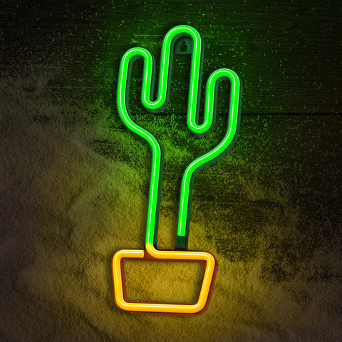 Lampara forever neon led cactus orange green