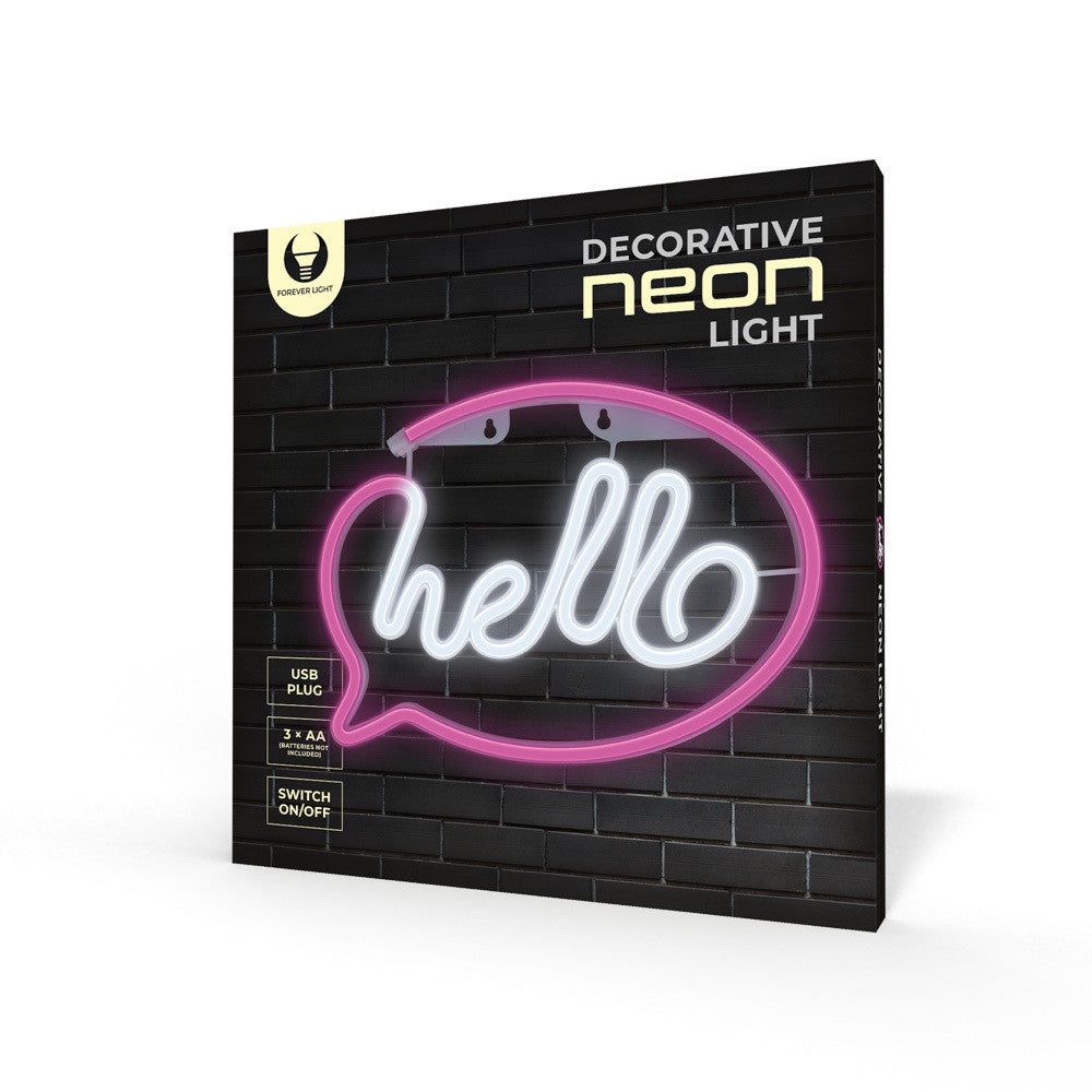 Lampara forever neon led hello pink white