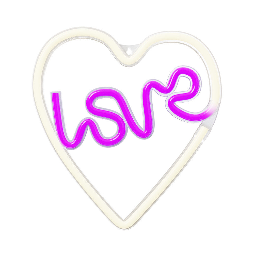 Lampara forever neon led love heart purple white