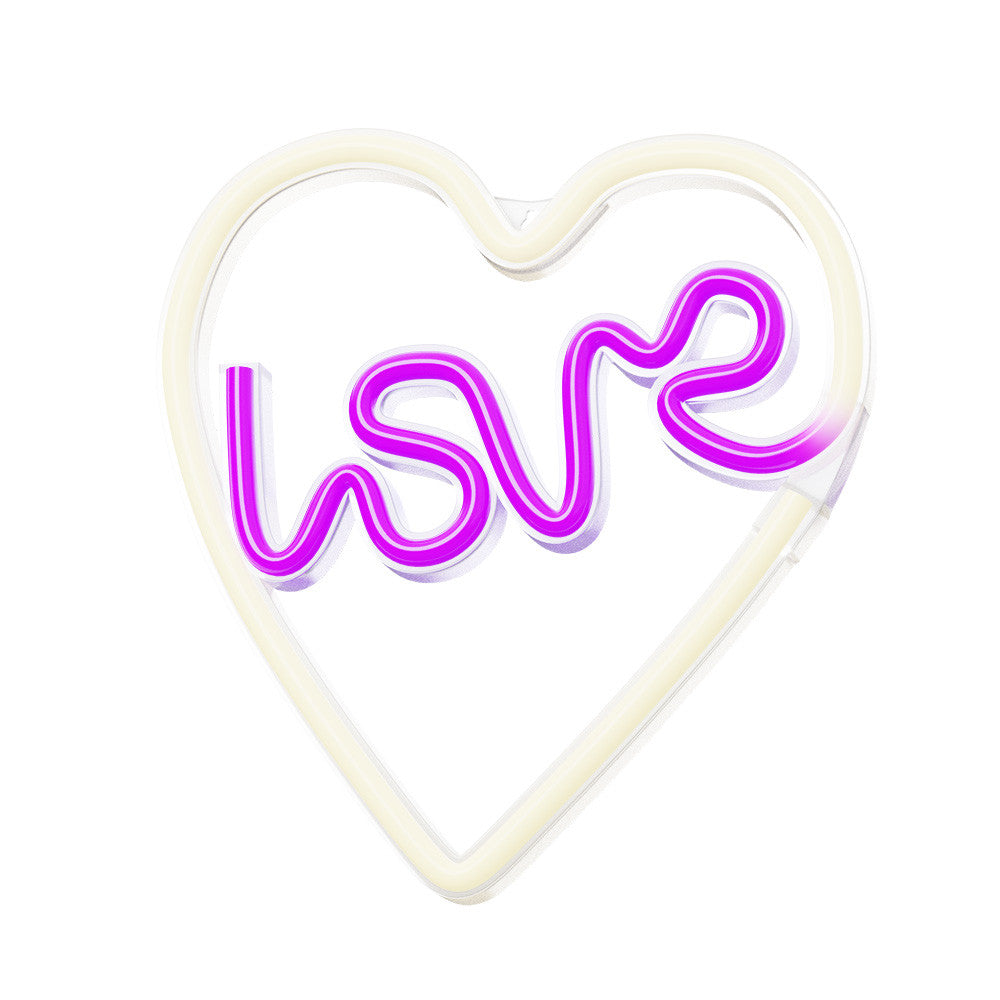Lampara forever neon led love heart purple white