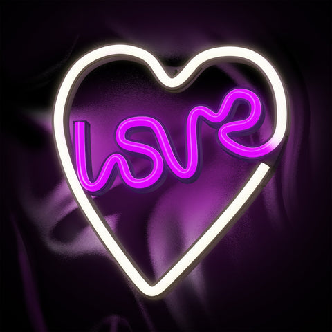 Lampara forever neon led love heart purple white
