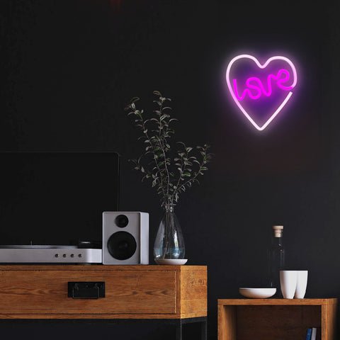 Lampara forever neon led love heart purple white