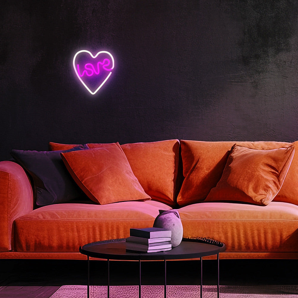 Lampara forever neon led love heart purple white