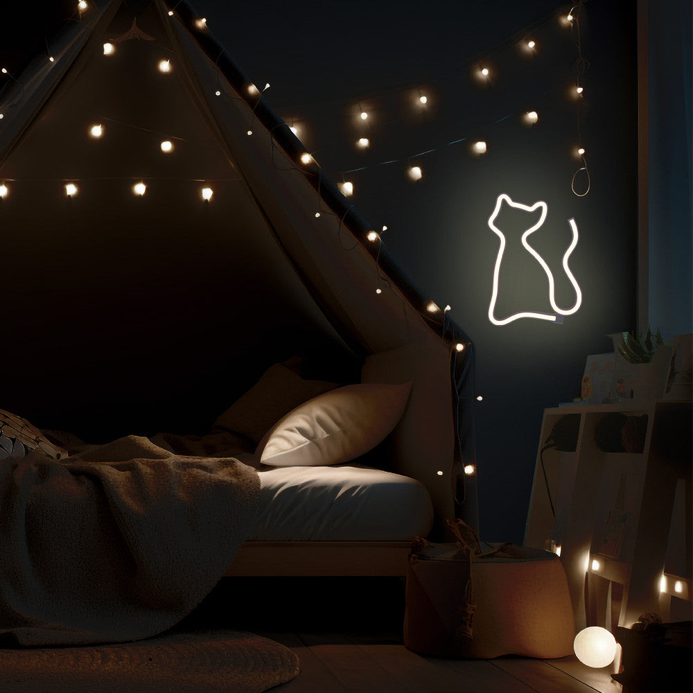 Lampara forever neon led light cat warm white bat+usb