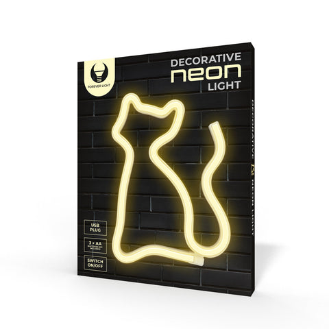 Lampara forever neon led light cat warm white bat+usb