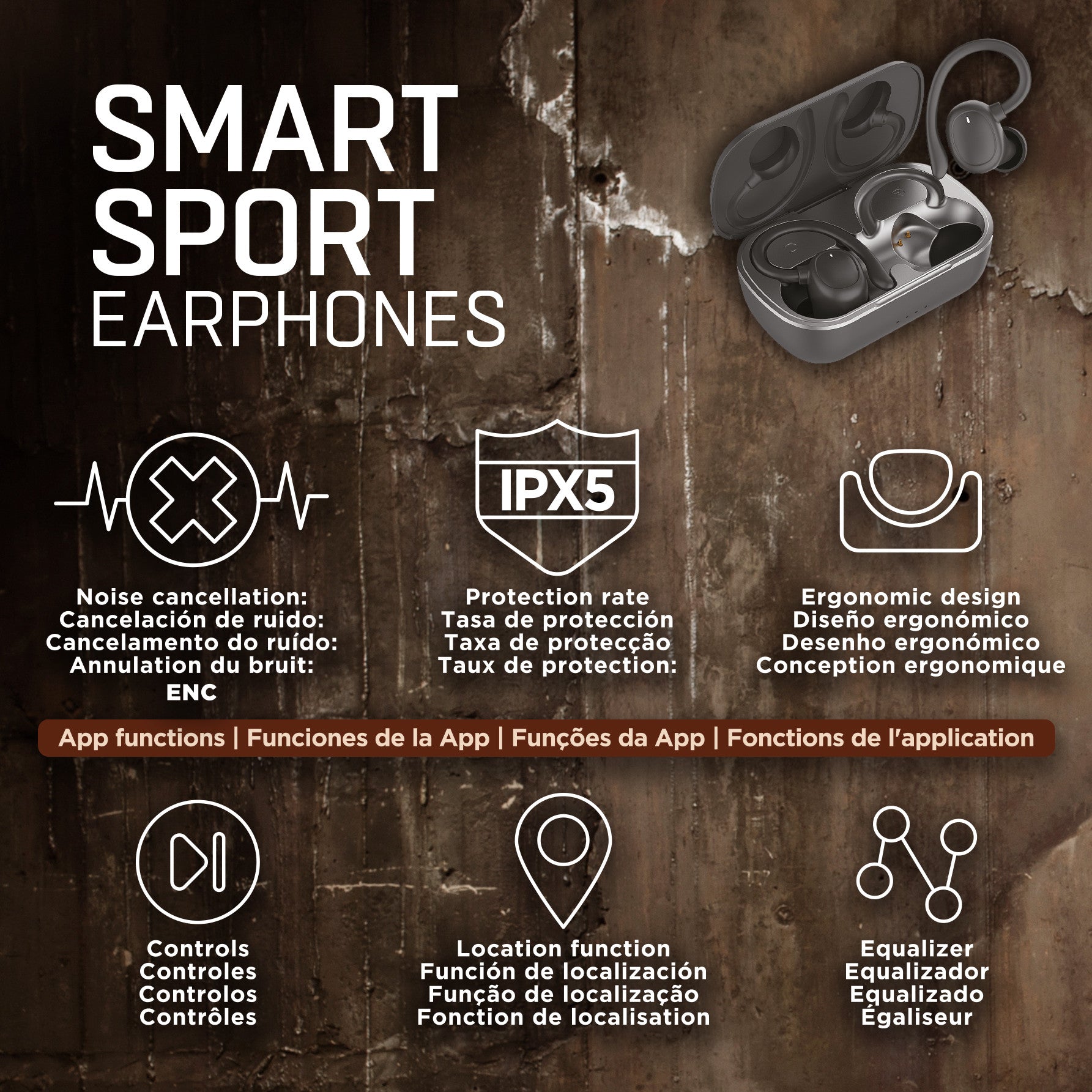 Auriculares muvit io sport enc inalambrico negro