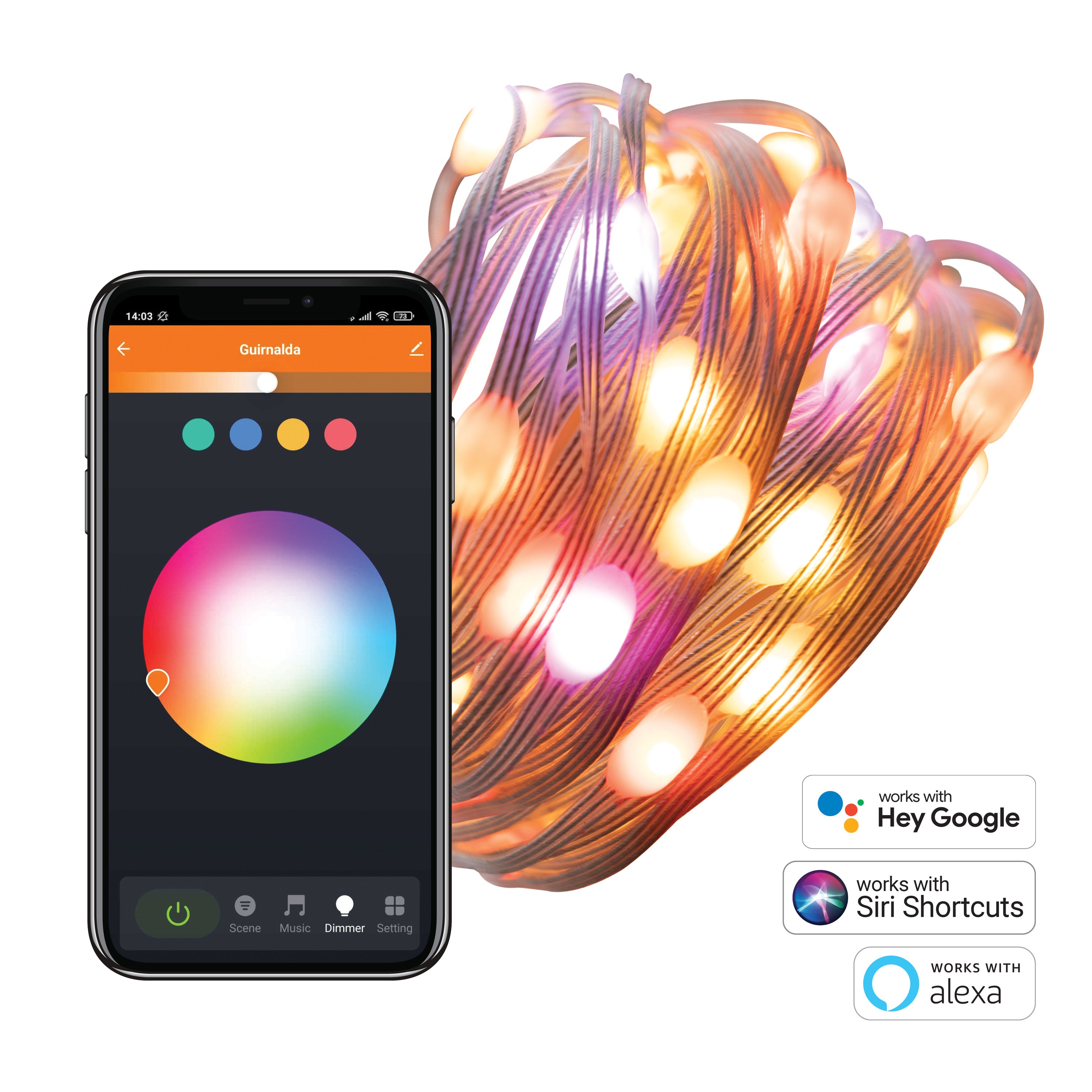 Guirnalda luces muvit io wifi dreamcolor mini led rgb 5m