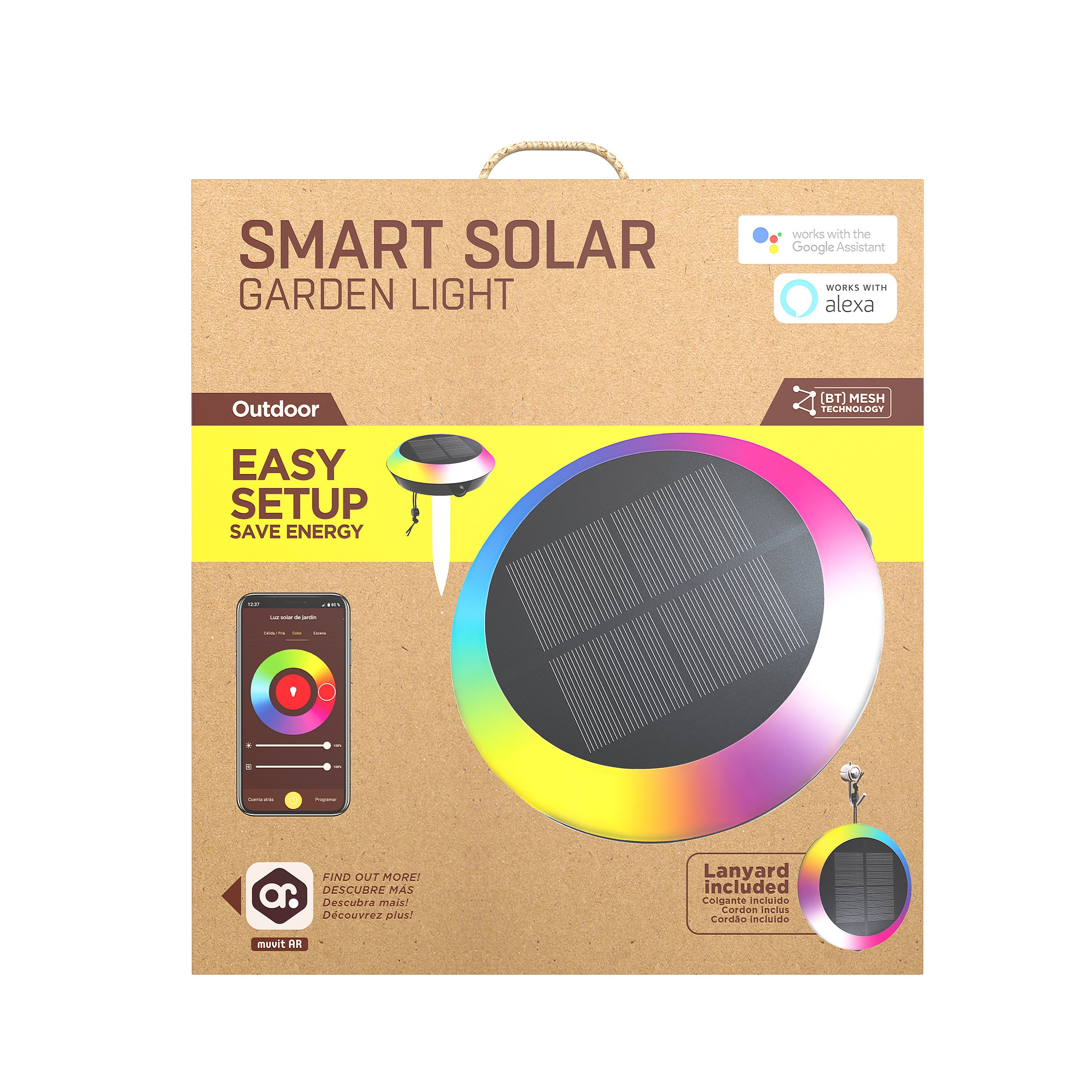 Lampara de luz solar muvit io wireless mesh + sensor de movimiento