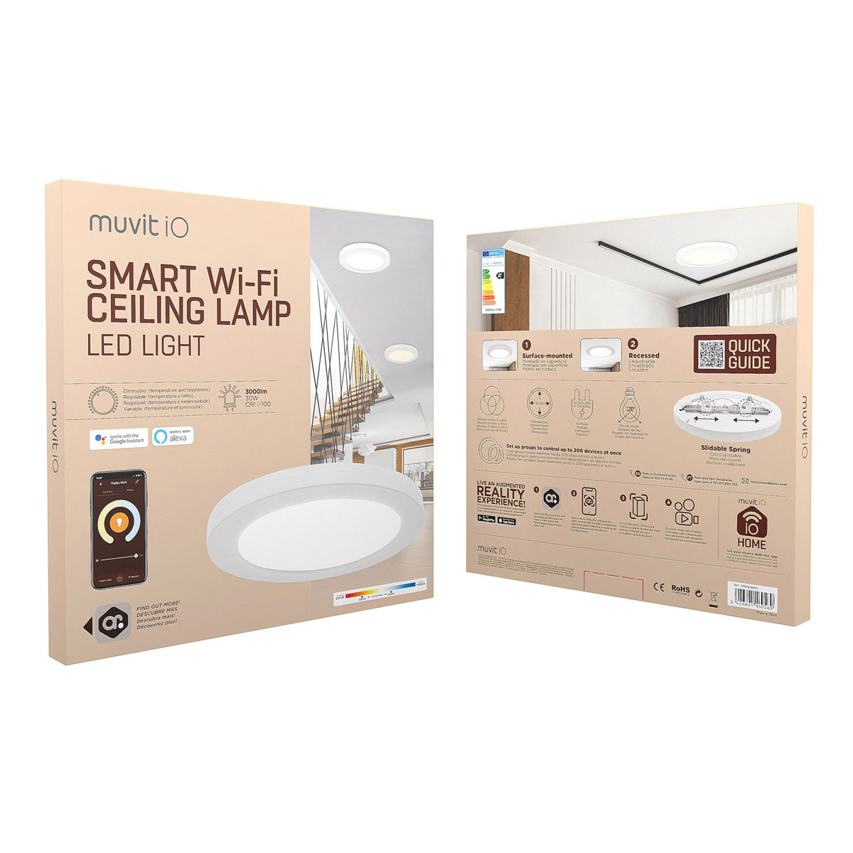 Lampara techo muvit io wifi 30w blanco