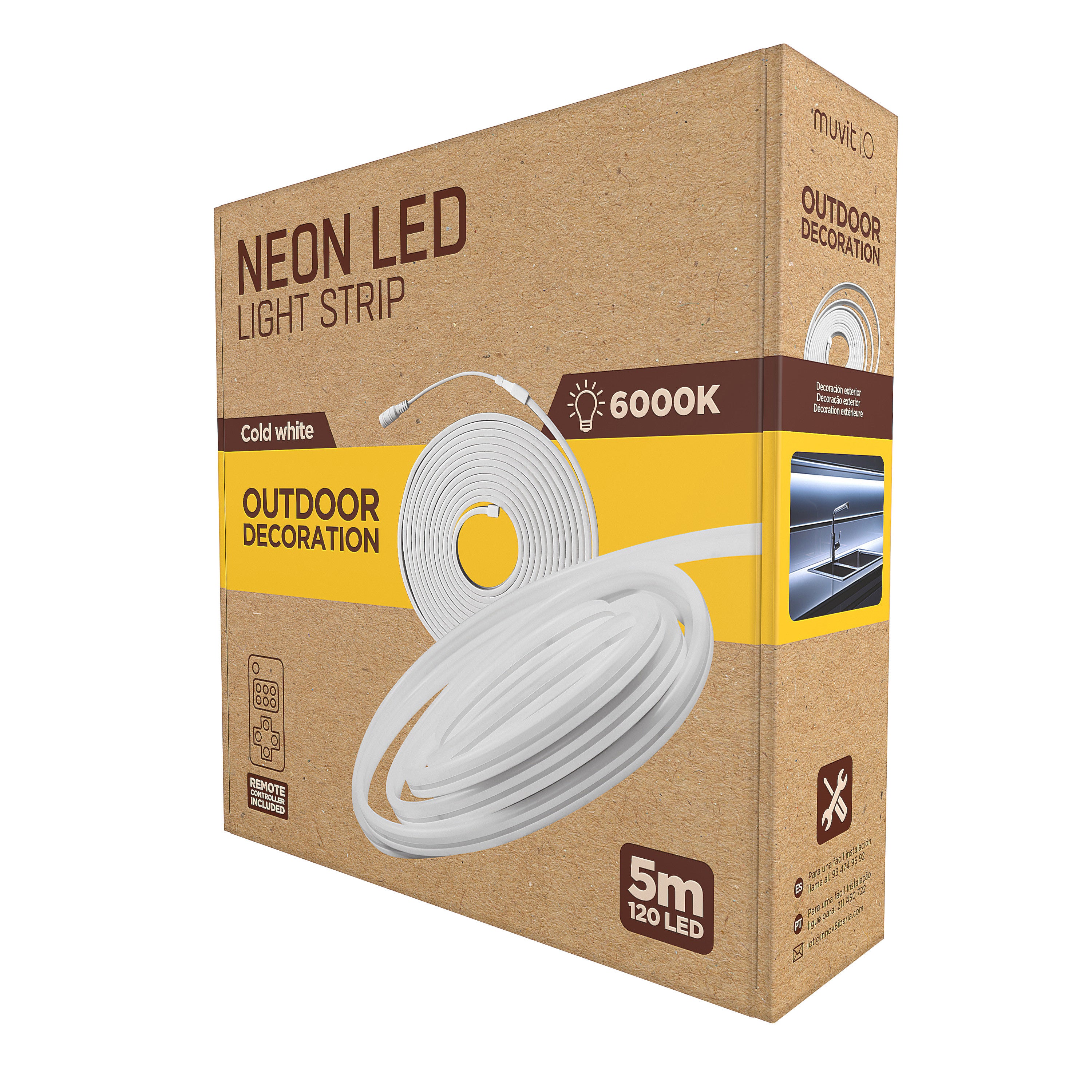 Tira led muvit io neon ip65 6000w 5m blanco frio