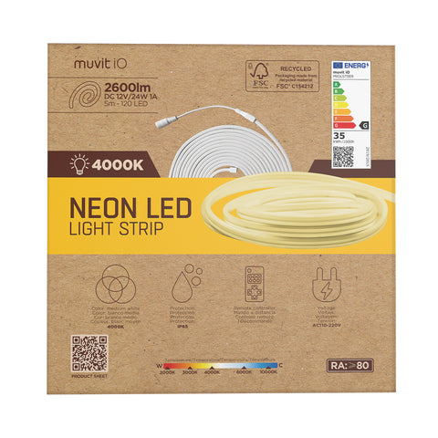 Tira led muvit io neon ip65 4000w 5m blanco medio