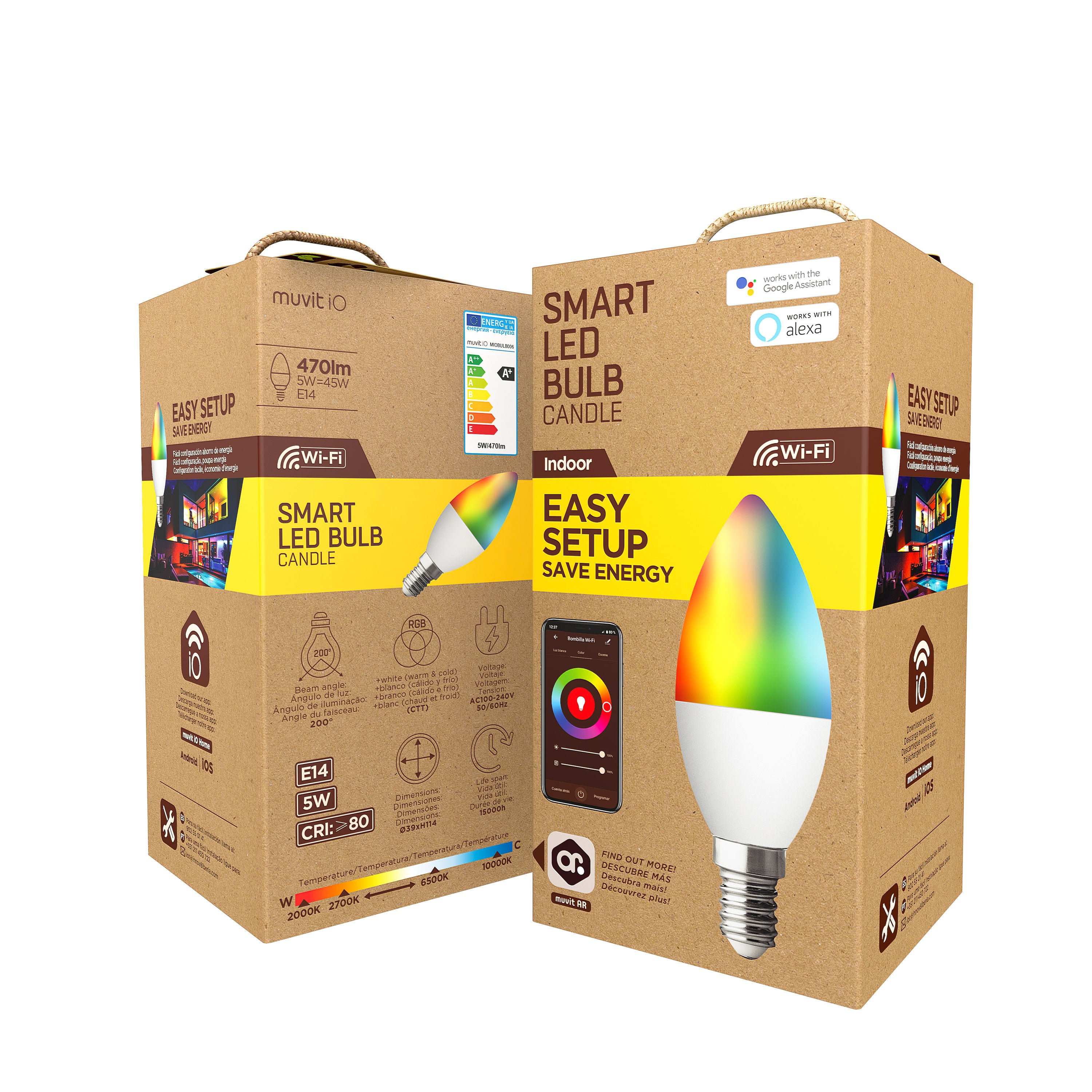 Bombilla muvit io globo e14 5w rgb