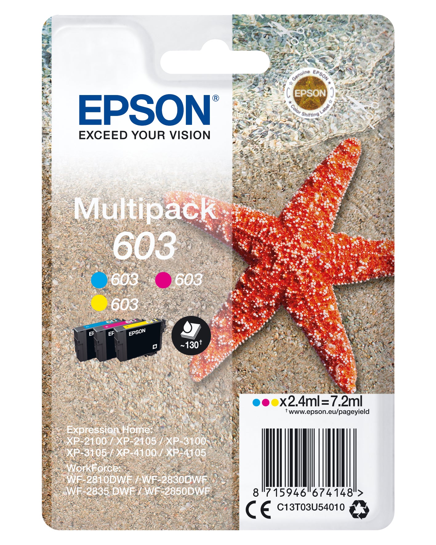 Multipack tinta epson estrella de mar 3 tintas 603