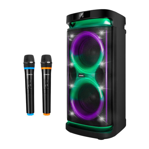 Altavoz rumbleboss xl phoenix 160w rms batería 7000 mah función karaoke 2 microfonos inalambricos incluidos