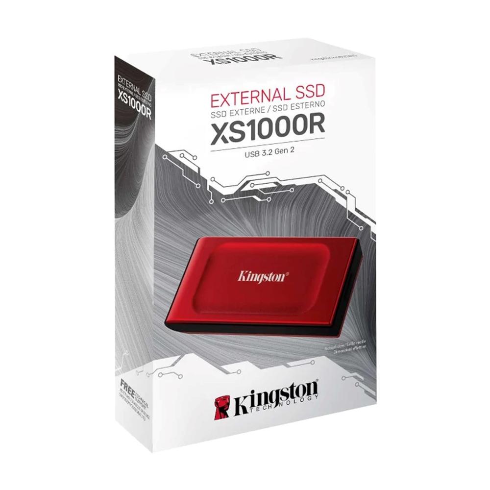 Disco duro externo solido ssd kingston xs1000 portable 2tb usb tipo c rojo