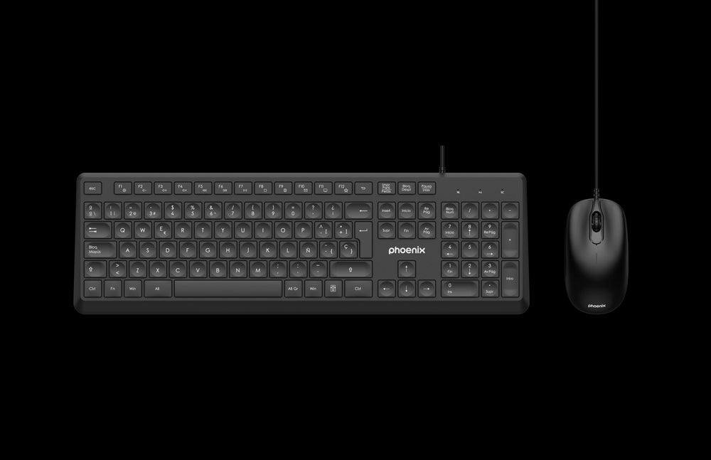 Phoenix combo teclado + ratón con cable usb 1200dpi
