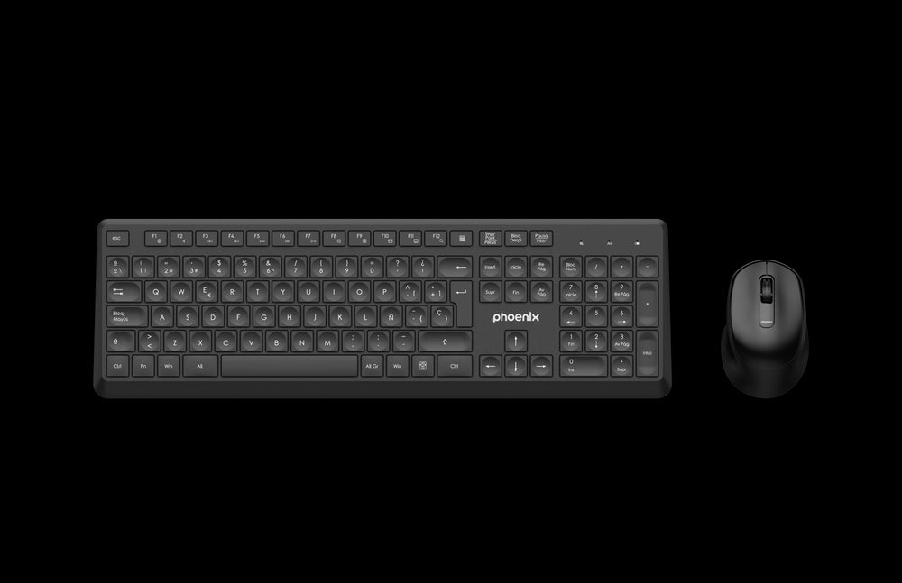 Phoenix combo teclado + ratón inalámbrico con receptor usb 1600dpi