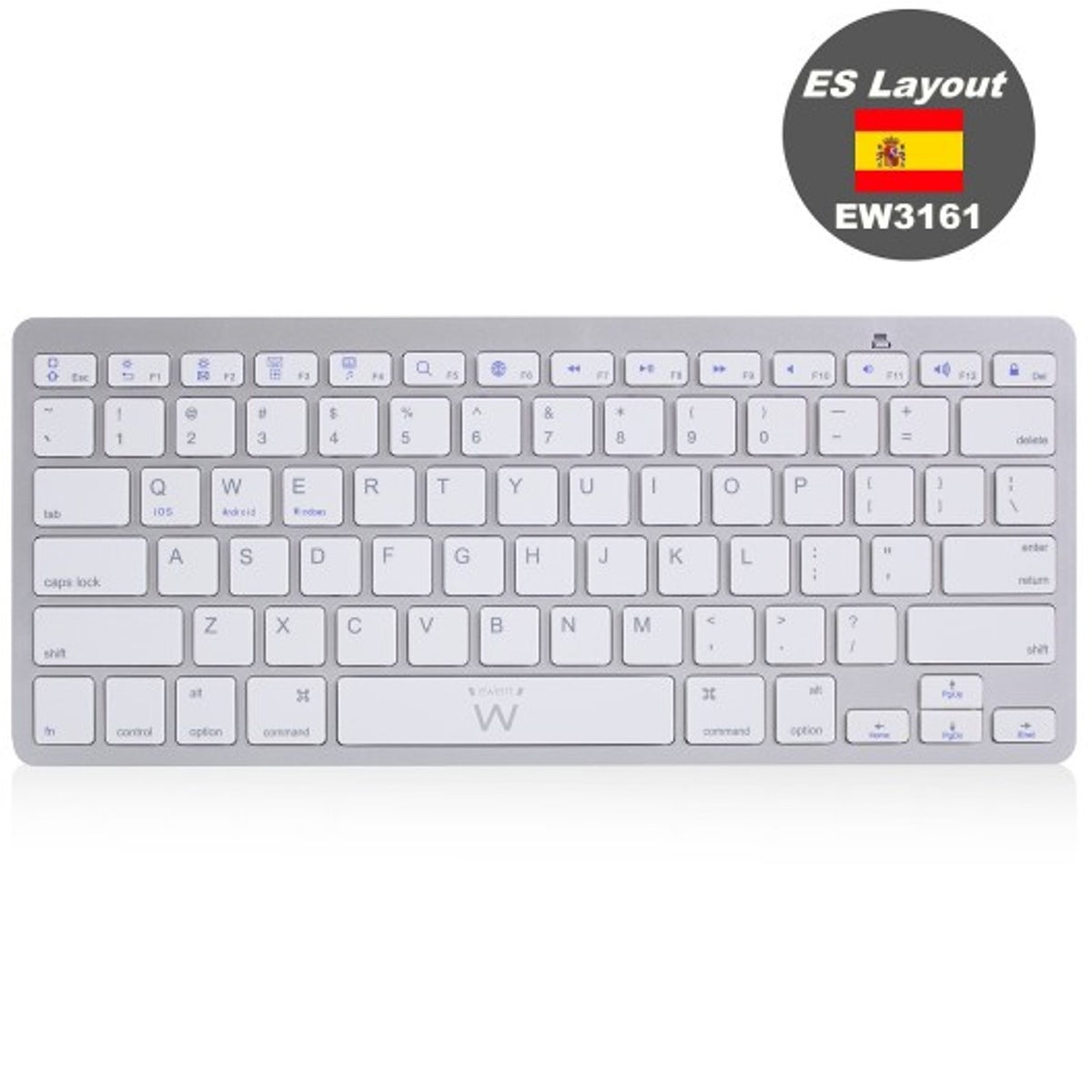 Teclado ultradelgado bluetooth ewent ew3161 para tablet formato españa