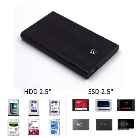 Carcasa portatil ewent para discos duros -  usb 2.0 -  sata 2.5pulgadas