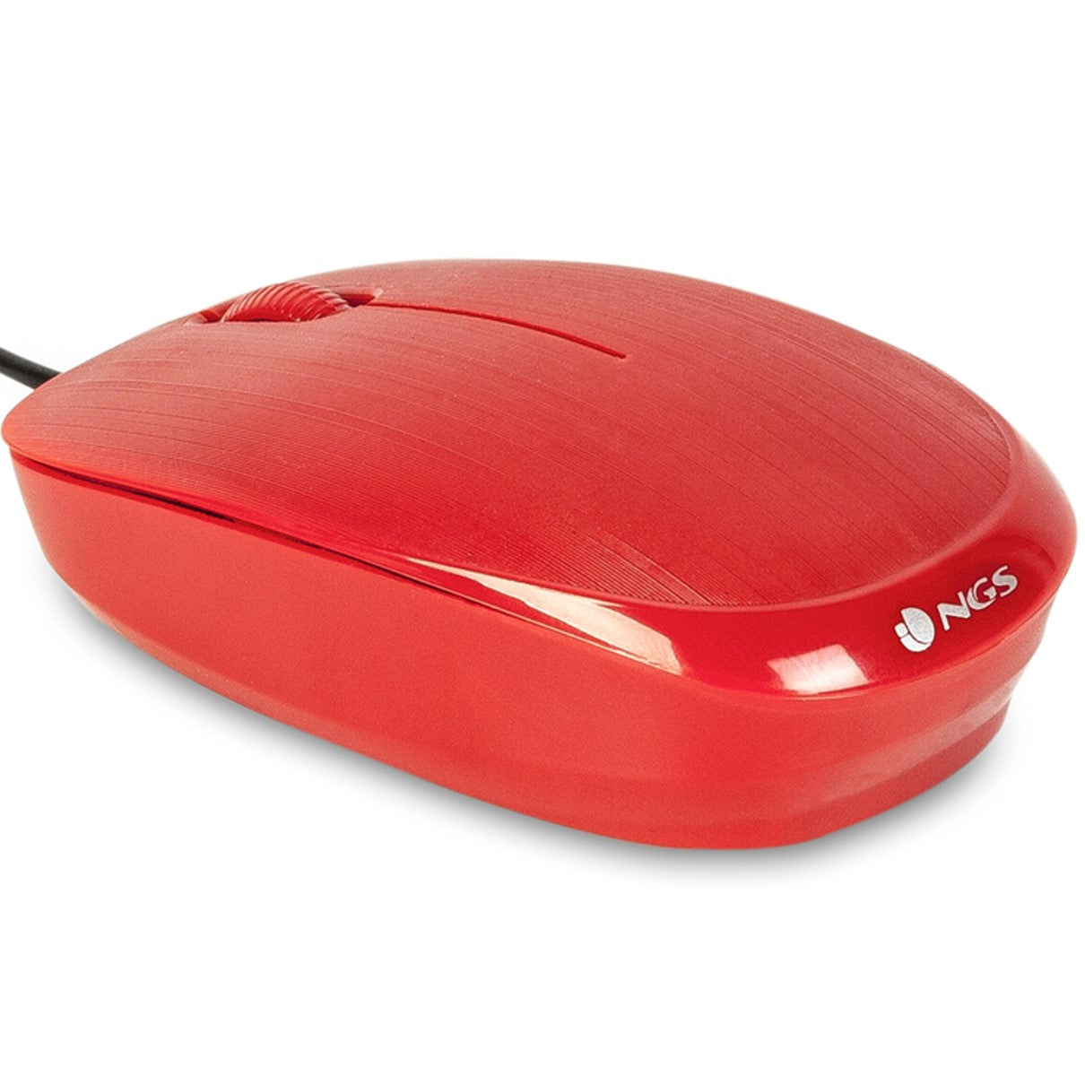 Raton con cable ngs flamered - optico - 1000dpi - 2 botones + scroll -  ergonomico - usb - rojo