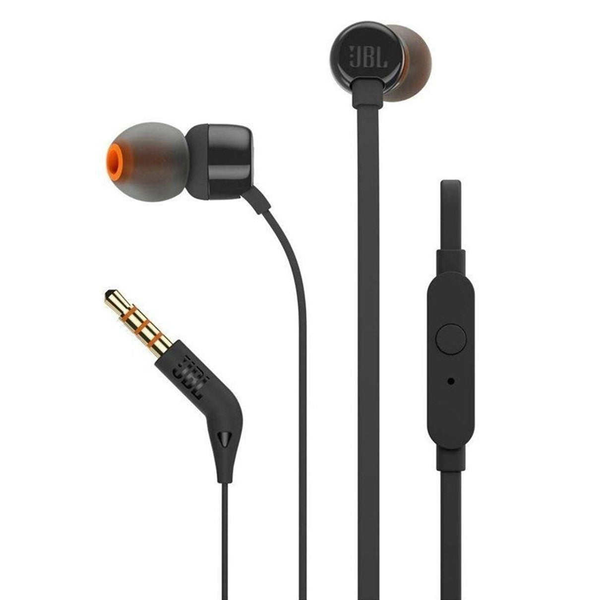 Auriculares intrauditivos jbl t110 black - pure bass - drivers 9mm - cable plano - manos libres