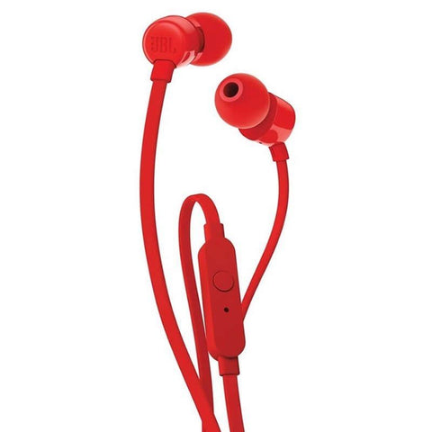 Auriculares intrauditivos jbl t110 red - pure bass - drivers 9mm - cable plano - manos libres