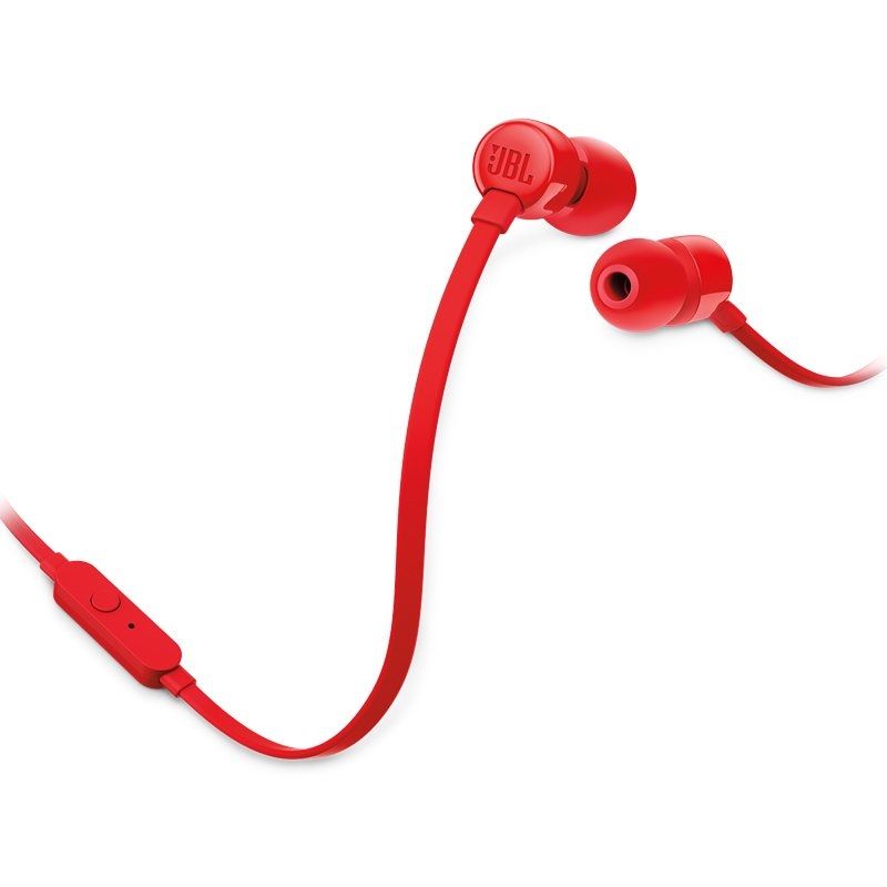 Auriculares intrauditivos jbl t110 red - pure bass - drivers 9mm - cable plano - manos libres