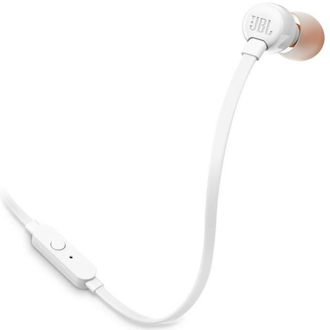 Auriculares intrauditivos jbl t110 white - pure bass - drivers 9mm - cable plano - manos libres