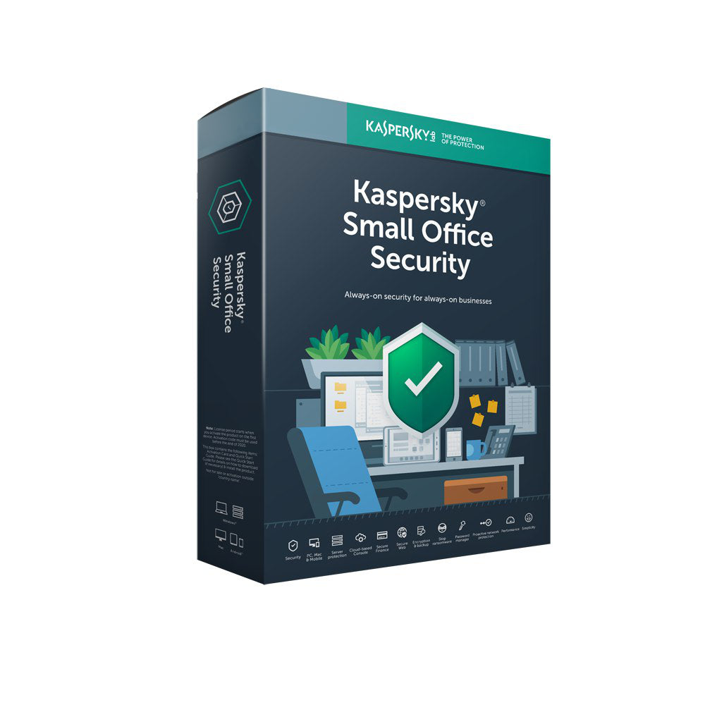 Antivirus kaspersky small office servidor + 10 usuarios 1 año en caja