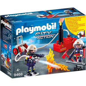 Playmobil ciudad accion -  bomberos con bomba de agua