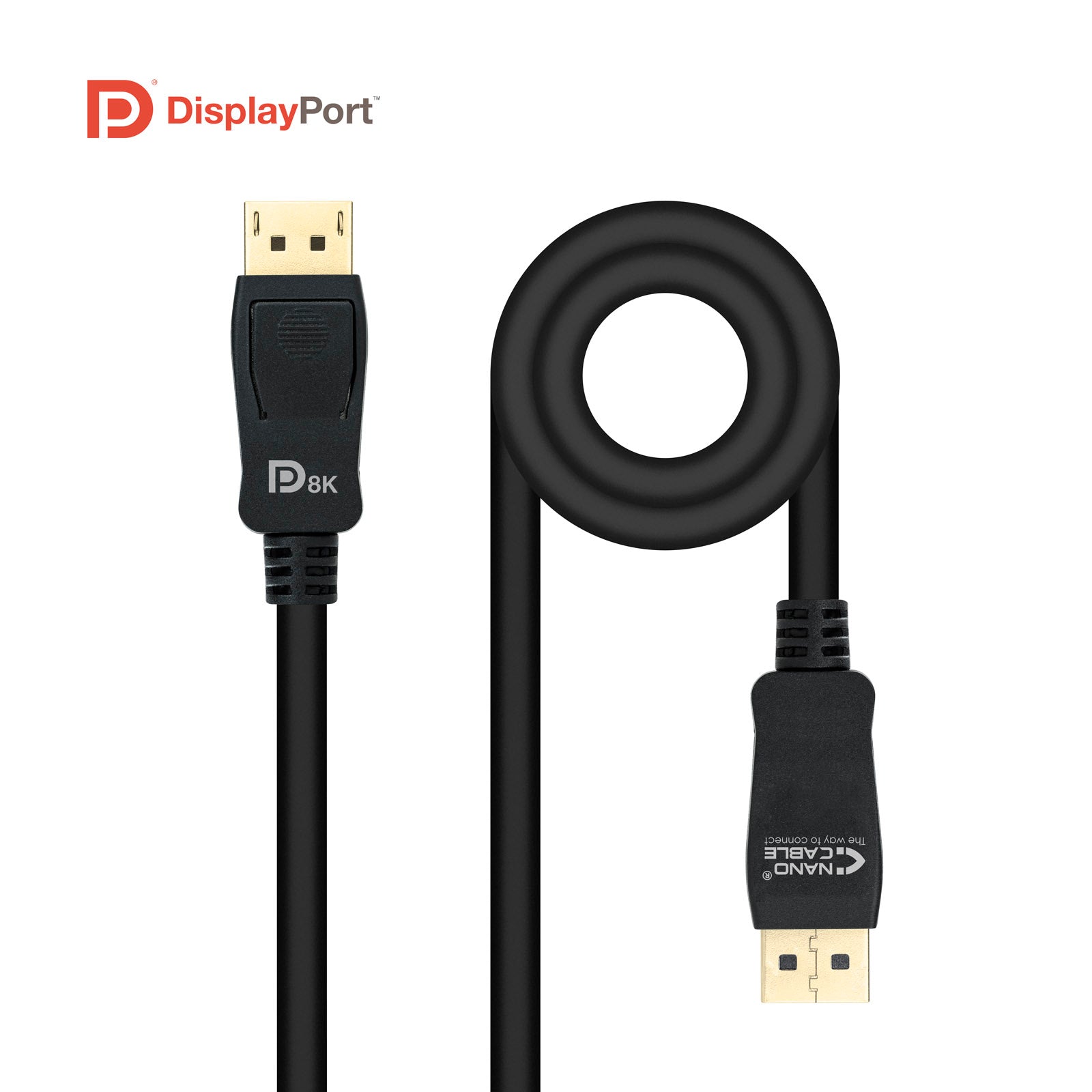 Cable nanocable displayport 1.4 certificado vesa dp - m - dp - m negro 2.0m