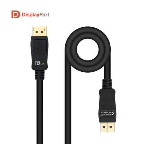 Cable nanocable displayport 1.4 certificado vesa dp - m - dp - m negro 2.0m