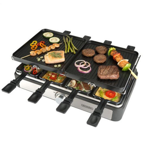 Plancha de asar bourgini gourmette raclette grill plus 1400w 8 personas 23x42cm