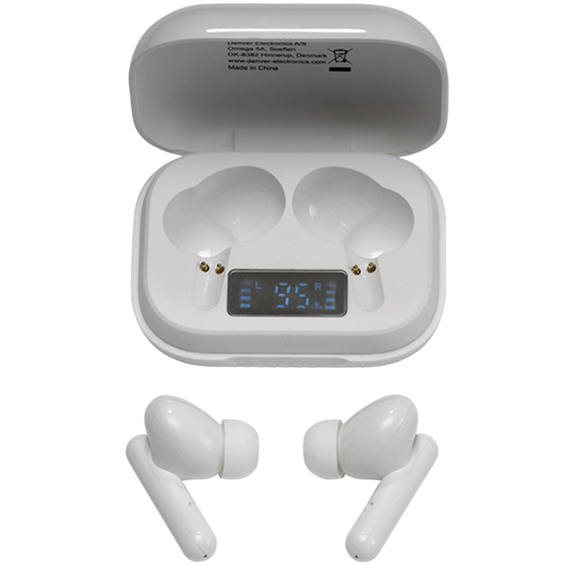 Auricular bluetooth denver twe - 38 - estuche de carga - blanco