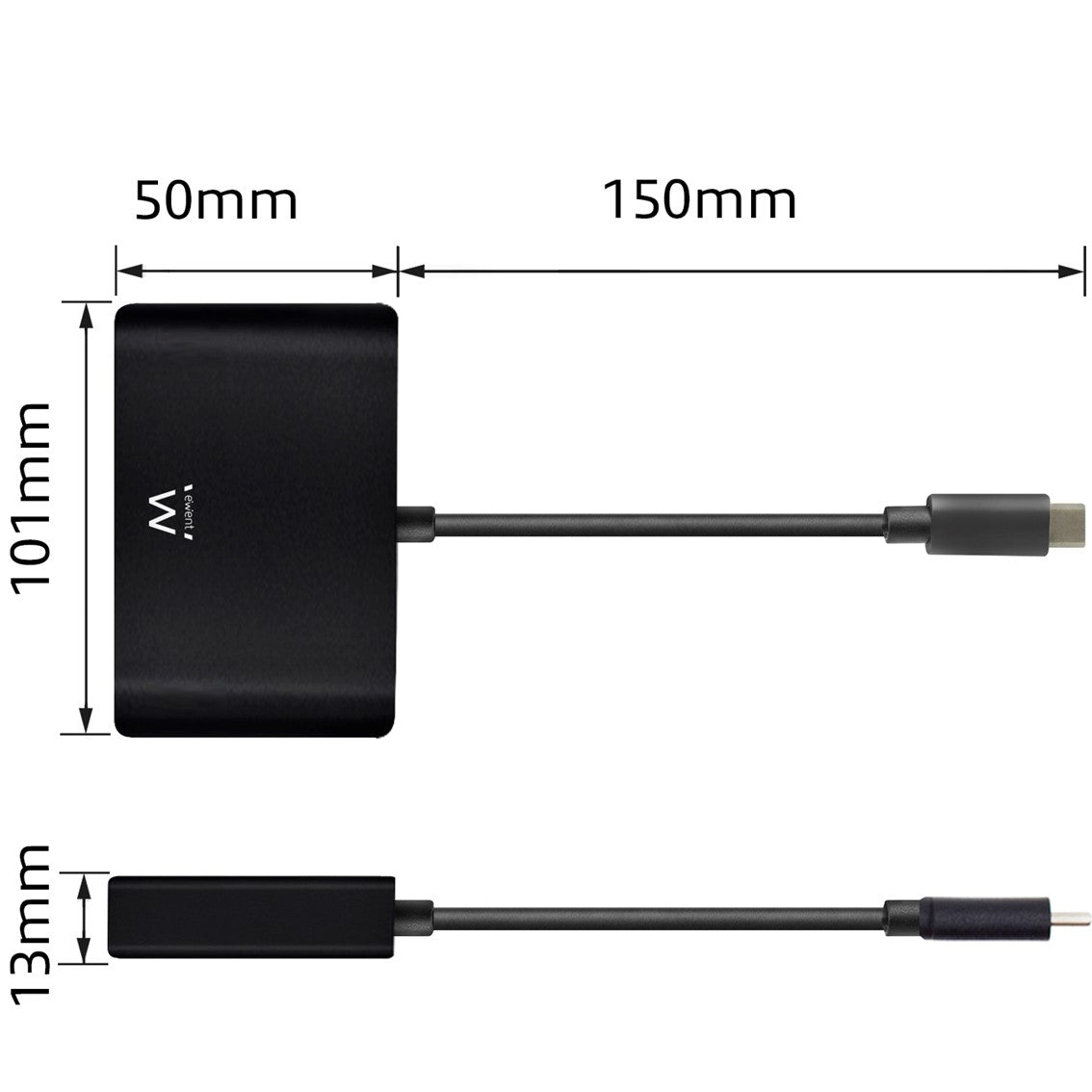 Cable adaptador ewent usb tipo c a hdmi + vga + ethernet + hub usb