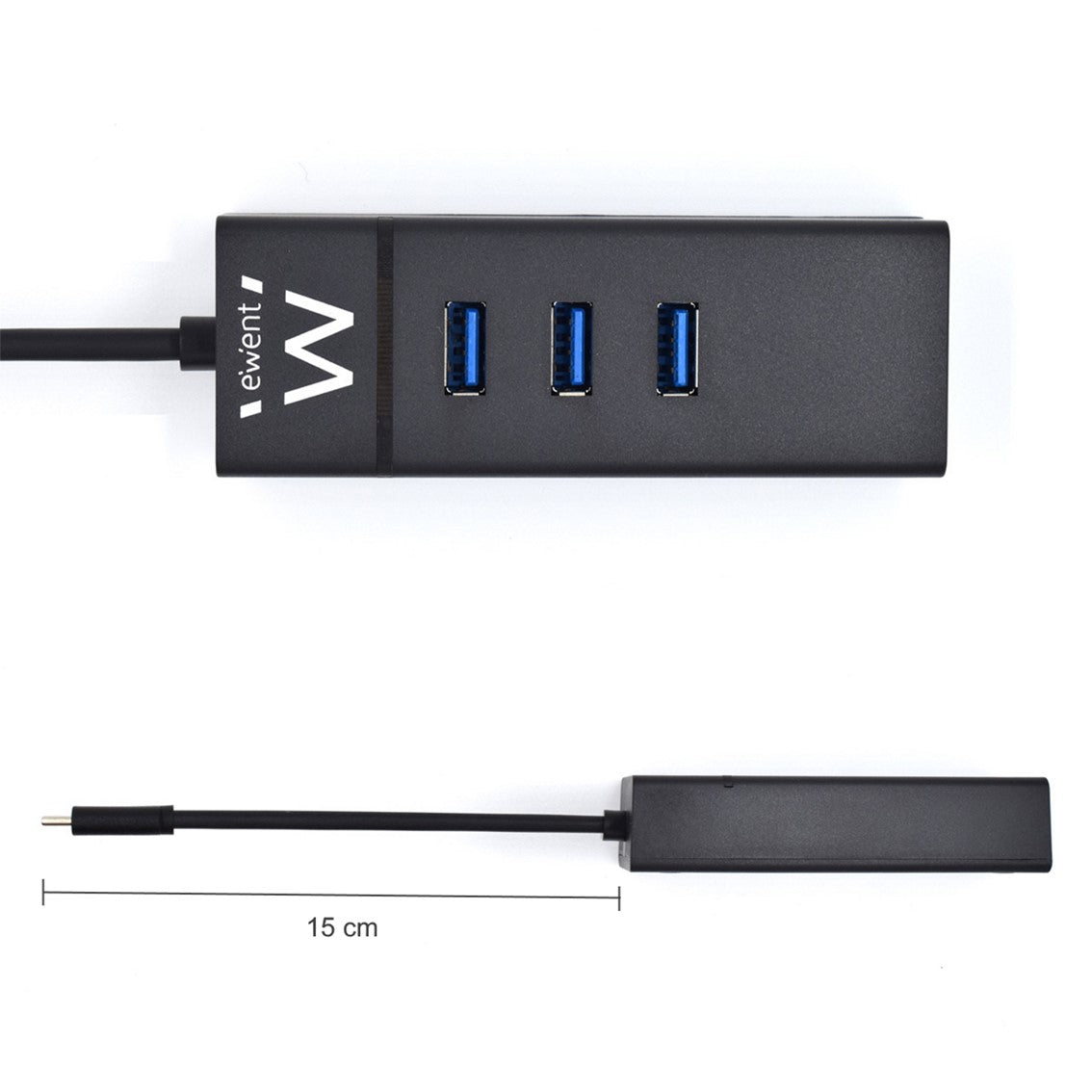 Hub usb ewent 3 puertos - usb 3.1 gen1 - puerto rj45 - negro