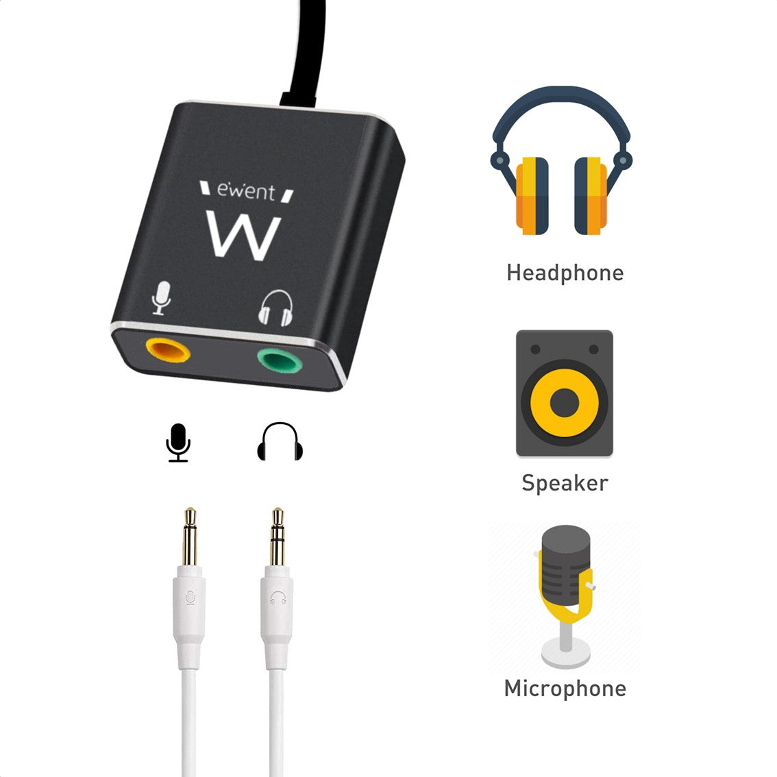 Cable adaptador de audio ewent usb tipo c a jack 3.5mm x2