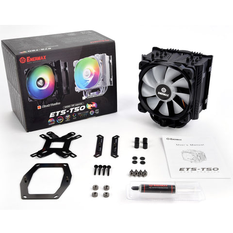 Ventilador disipador cpu gaming enermax ets - t50a - bk - argb para intel amd argb 1x12cm