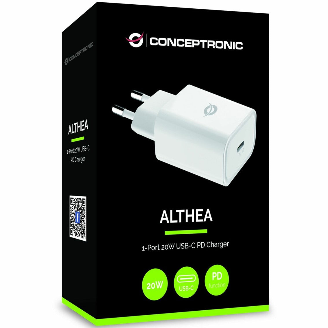 Cargador conceptronic pd 20w 1 x usb tipo c blanco